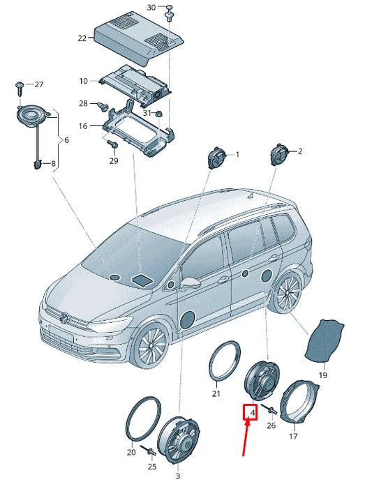 NEW VW TOURAN 5T REAR DOOR BASS SOUND SPEAKER 5TA035453A