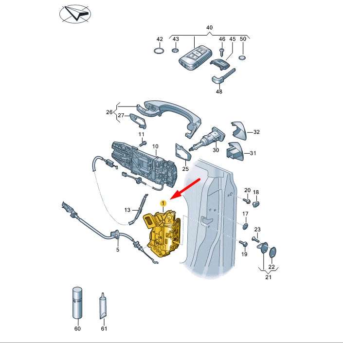 NEW VOLKSWAGEN ARTEON 3H7 FRONT RIGHT DOOR LOCK LHD 5TB837016D ORIGINAL