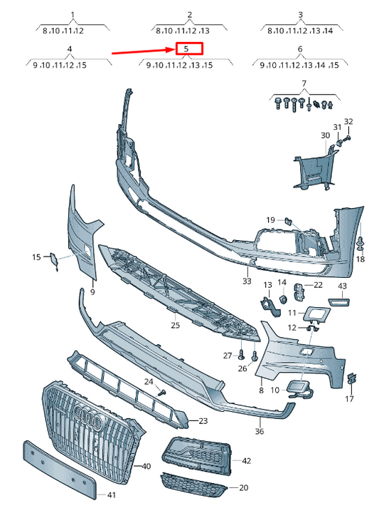 new audi a4 avant b9 front right bumper cover 8w0807108agru original
