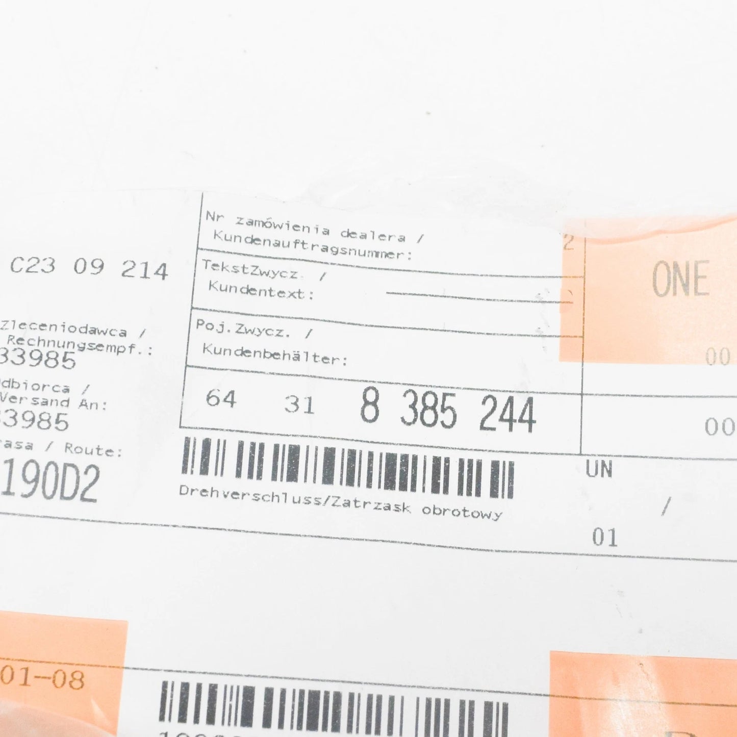 NEW BMW 3 E46 CABIN AIR FILTER LOCK 64318385244 8385244 ORIGINAL