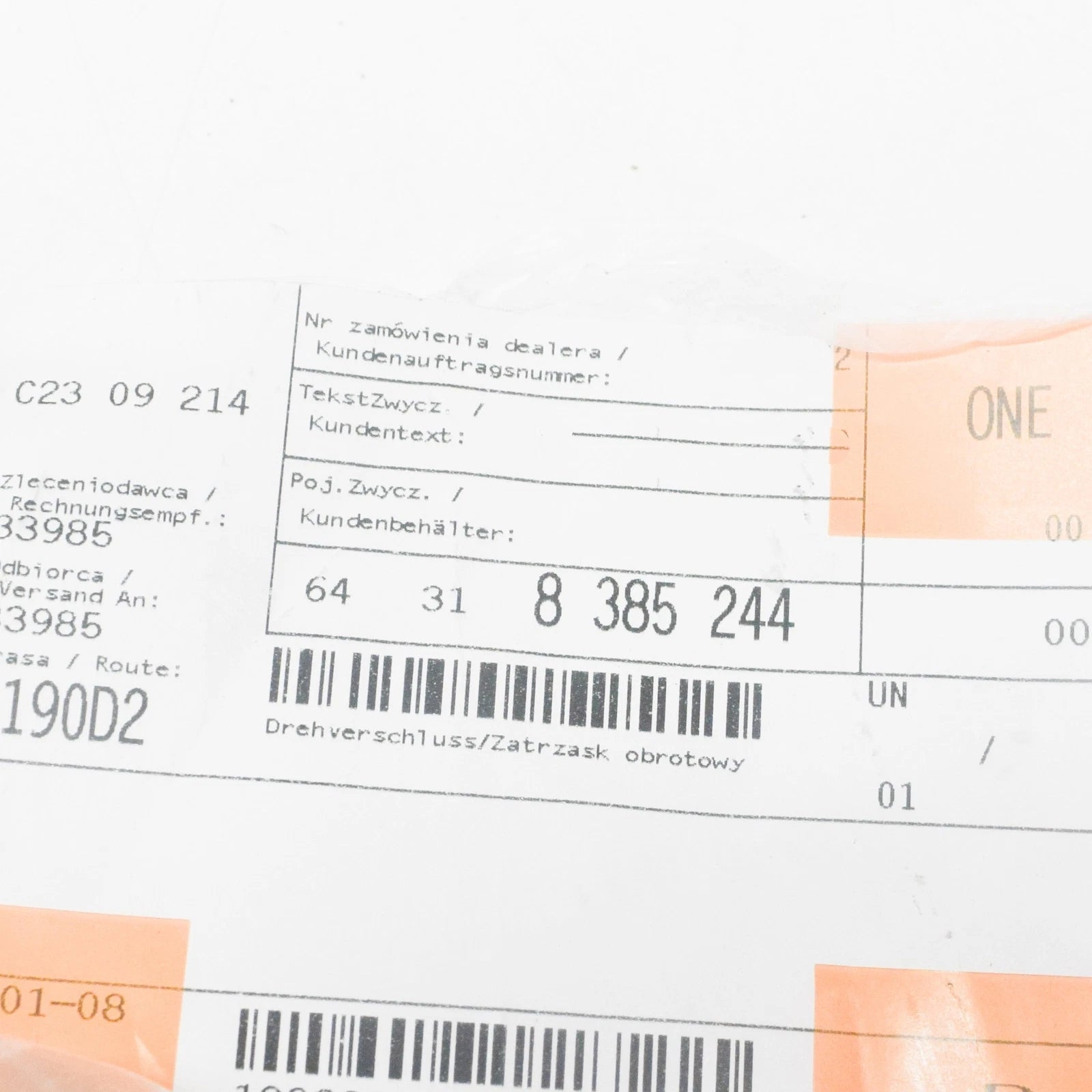 NEW BMW 3 E46 CABIN AIR FILTER LOCK 64318385244 8385244 ORIGINAL