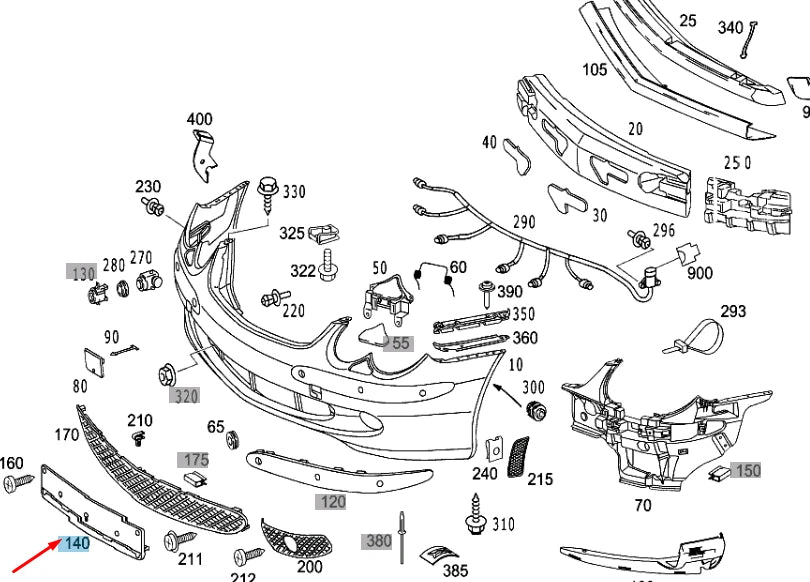 NEW MERCEDES-BENZ SL R230 FRONT LICENSE PLATE HOLDER A2308171878 ORIGINAL