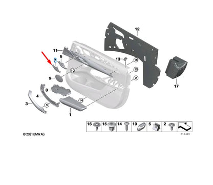 NEW BMW X3 G01 RIGHT DOOR CARD DUMMY TRIM 51417422698 ORIGINAL