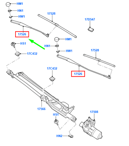 new ford focus mk2 front wiper right arms rhd 4m51-17526-be 1731535 original