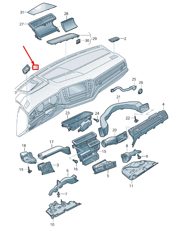 NEW VW TOUAREG CR LEFT DOOR WINDOW AIR VENT RHD 7628197012UT