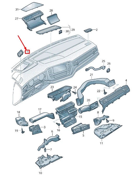 NEW VW TOUAREG CR LEFT DOOR WINDOW AIR VENT RHD 7628197012UT
