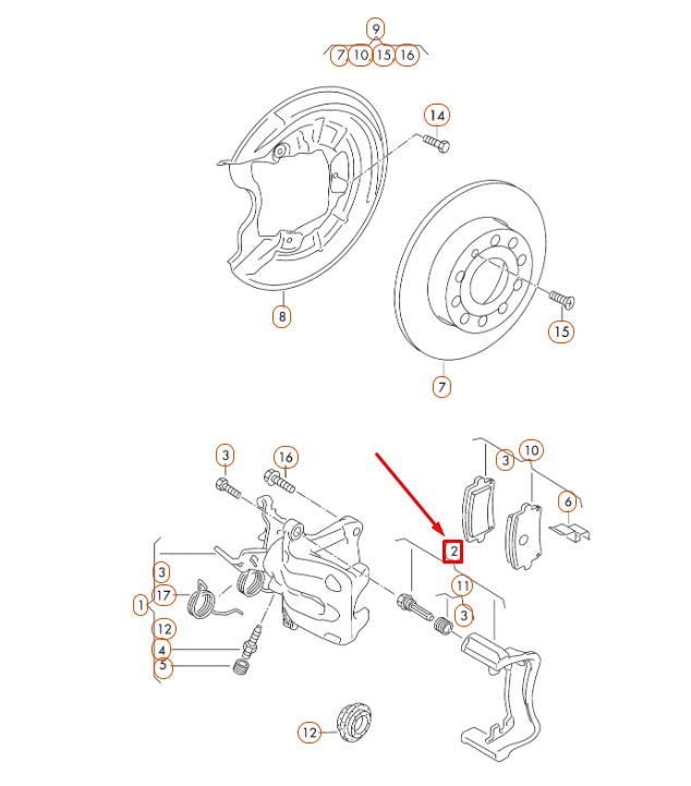 NEW VOLKSWAGEN PASSAT B8 REAR RIGHT BRAKE CALIPER CARRIER 5QM615426A ORIGINAL