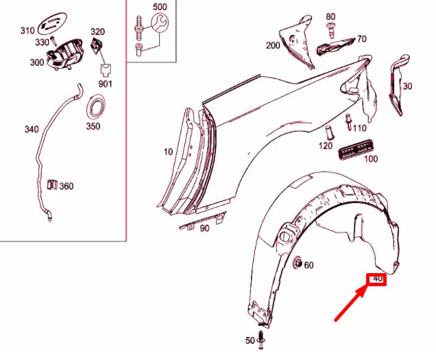 NEW MERCEDES-BENZ SL R231 REAR RIGHT WHEEL HOUSING LINER A2316901430 ORIGINAL