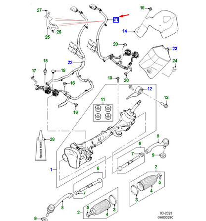new jaguar f-pace x761 steering rach and pinion cable lhd t4a39775 original