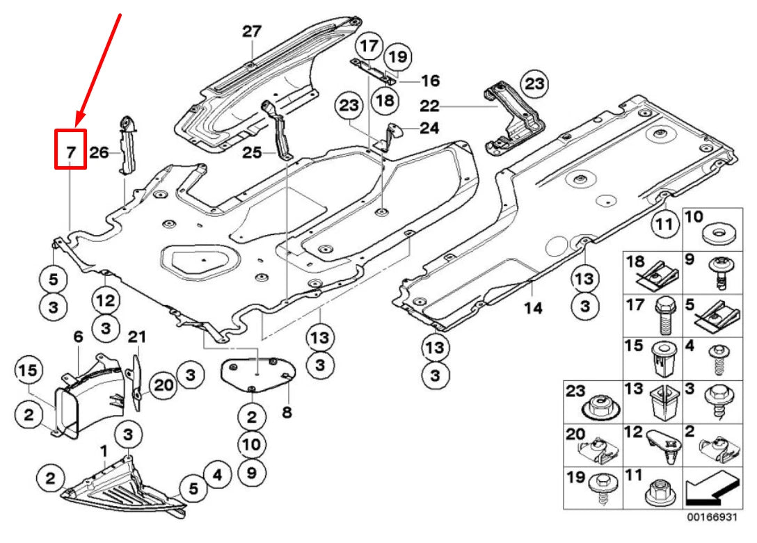 NEW BMW 5 TOURING E61 CENTER BELLY PAN 7162577 51757162577 ORIGINAL
