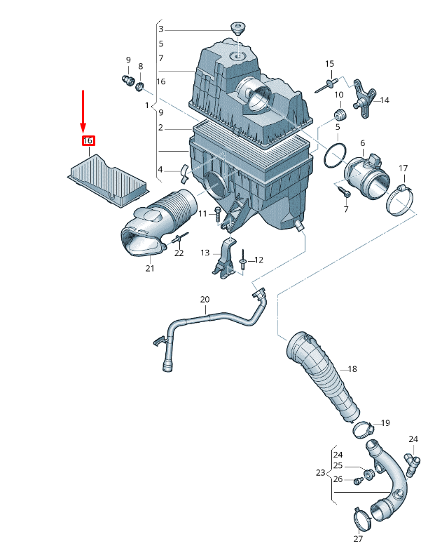 new vw transporter vi t6 air filter insert 7h0129668 original