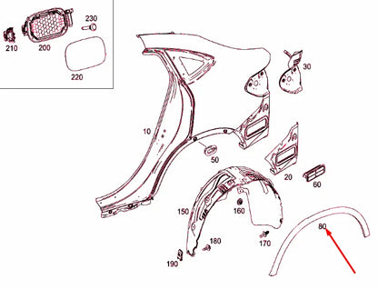 NEW MB GLC COUPE C253 REAR LEFT WHEEL ARCH COVER TRIM A2538851301