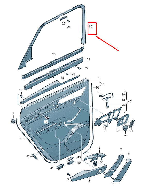new audi q5 fy rear left window frame trim 80a867671 4pk 80a8676714pk original