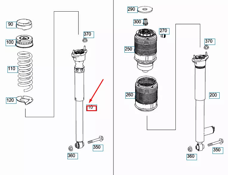 NEW MERCEDES-BENZ E W212 REAR SHOCK ABSORBER A2123265300 ORIGINAL
