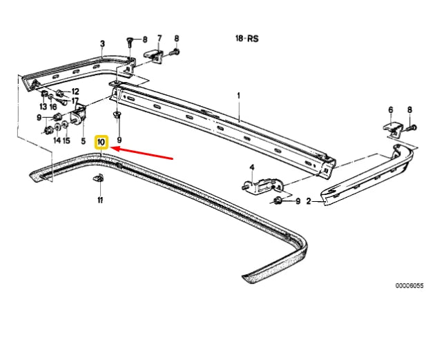 NEW BMW 5 E28 EUROPEAN REAR BUMPER PROTECTIVE MOULDING 51121867615