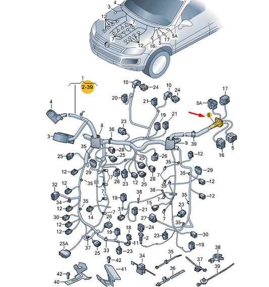 new vw touareg 7p mk2 engine wiring grommet 7l0941389d original