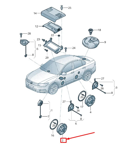 NEW VW TOURAN 5T FRONT DOOR BASS LOUDSPEAKER 5TA035454