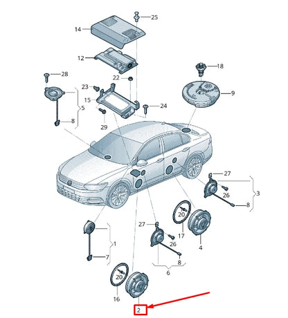 NEW VW TOURAN 5T FRONT DOOR BASS LOUDSPEAKER 5TA035454