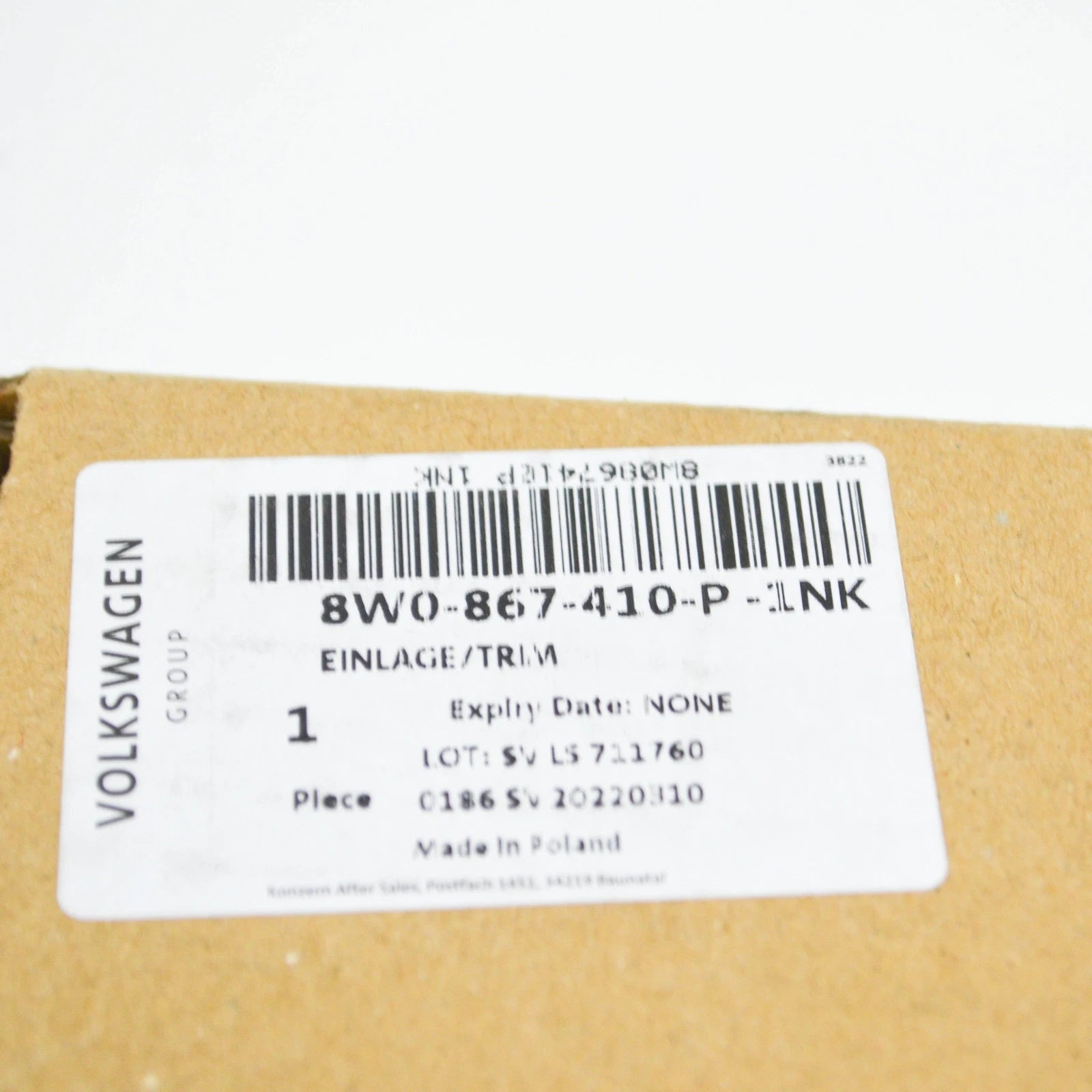 NEW AUDI A4 B9 FRONT RIGHT DOOR PANEL TRIM INSERT 8W0867410P1NK ORIGINAL