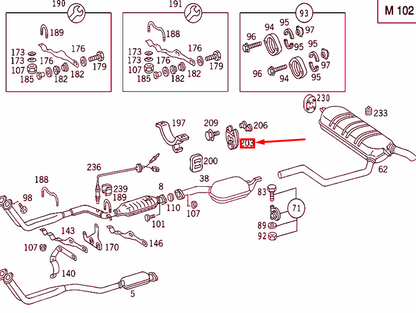 NEW MERCEDES-BENZ E W124 EXHAUST SYSTEM SUSPENSION RING A2014920116 ORIGINAL
