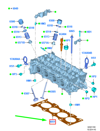 new ford mondeo mk5 cylinder head gasket ds7e-6051-ab 5181750 original