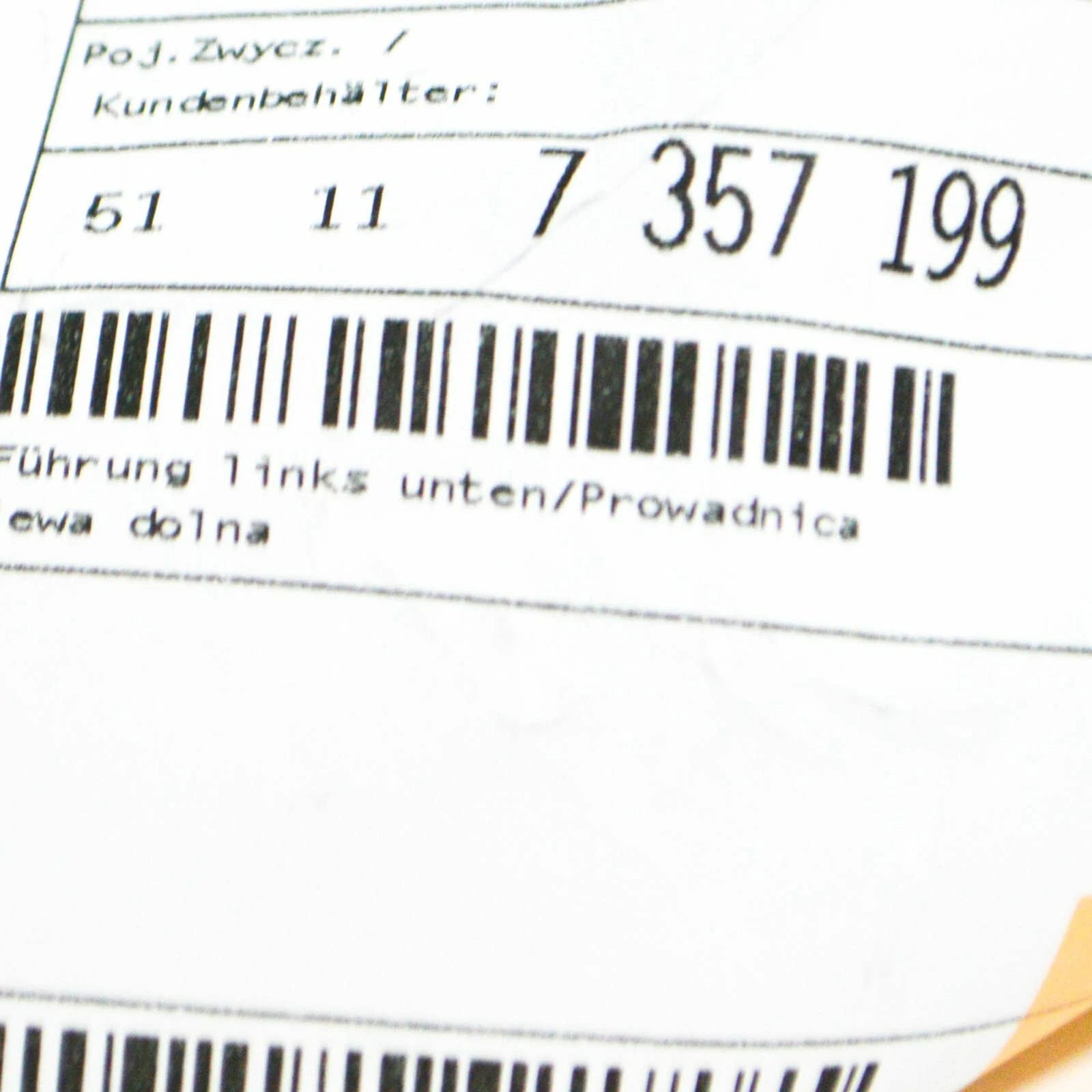 NEW BMW 7 G11 G12 FRONT LEFT BOTTOM BUMPER GUIDE 7357199 51117357199 ORIGINAL