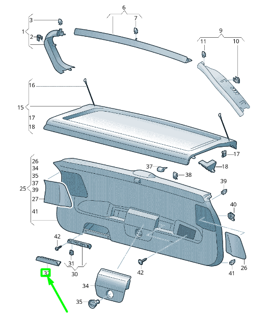new vw tiguan ad mk2 rear lid interior pull handle trim 5na867251a82v original