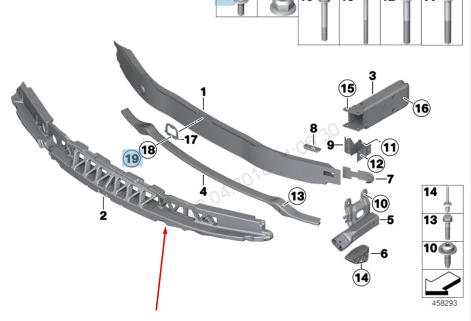 NEW BMW 3 F30 FRONT BUMPER SHOCK ABSORBER FOAM 51117396916 7396916 2015 ORIGINAL
