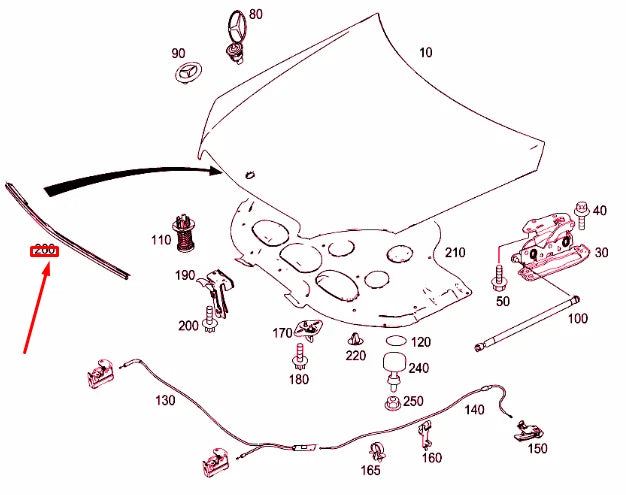 NEW MERCEDES-BENZ C-CLASS W204 ENGINE HOOD SEAL A2048800297 ORIGINAL