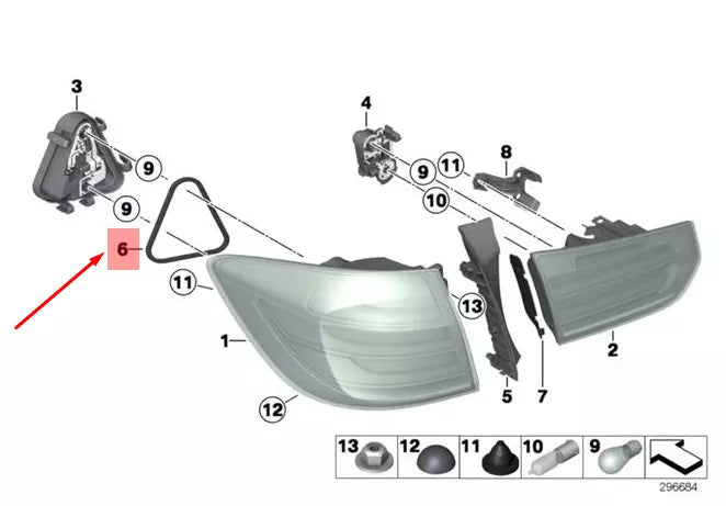 NEW BMW 3 F31 SEAL REAR LIGHT SIDE PANEL 63217313042 7313042 ORIGINAL