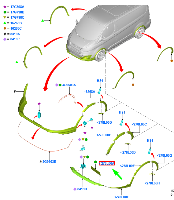 new ford transit custom front left wheel arch front deflector 2044341 original