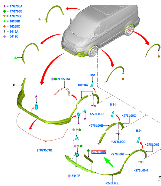 new ford transit custom front left wheel arch front deflector 2044341 original