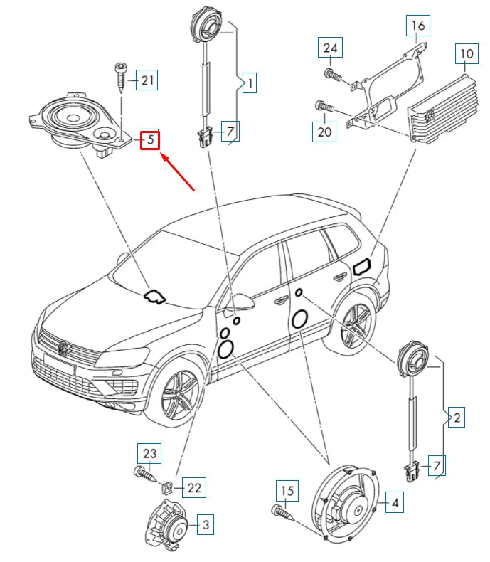 NEW VOLKSWAGEN TOUAREG 7P MK2 CENTER DASHBOARD SOUND SPEAKER 7P6035827A ORIGINAL