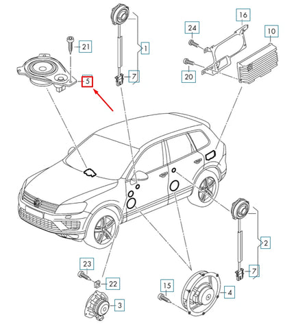 NEW VOLKSWAGEN TOUAREG 7P MK2 CENTER DASHBOARD SOUND SPEAKER 7P6035827A ORIGINAL