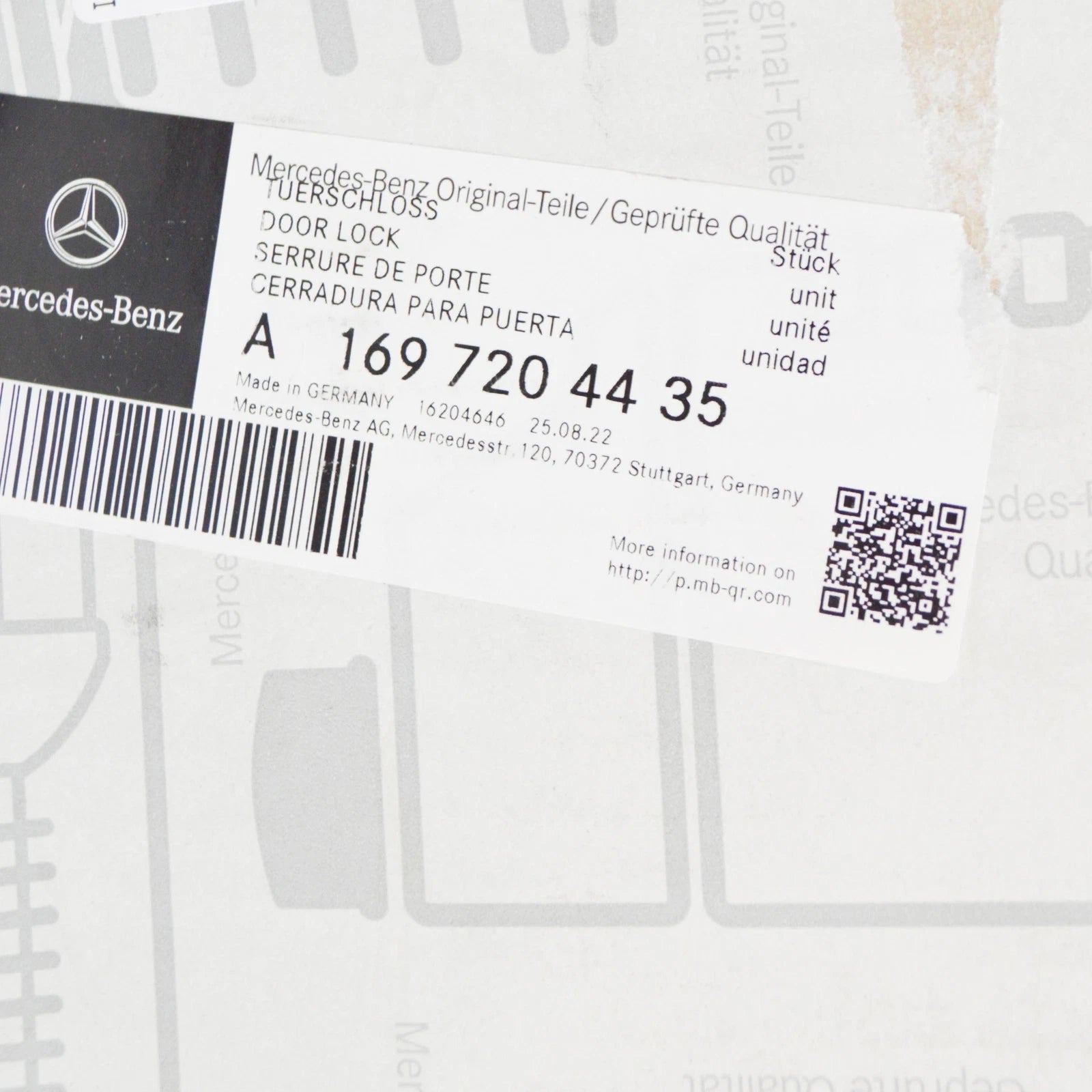 NEW MERCEDES-BENZ B W245 FRONT RIGHT DOOR LOCK LHD A1697204435