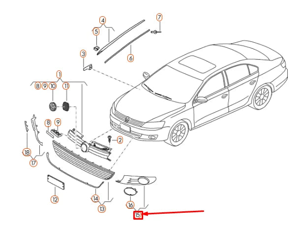 NEW VOLKSWAGEN JETTA A6 FRONT BUMPER RIGHT VENT GRILLE 5C68536669B9 ORIGINAL