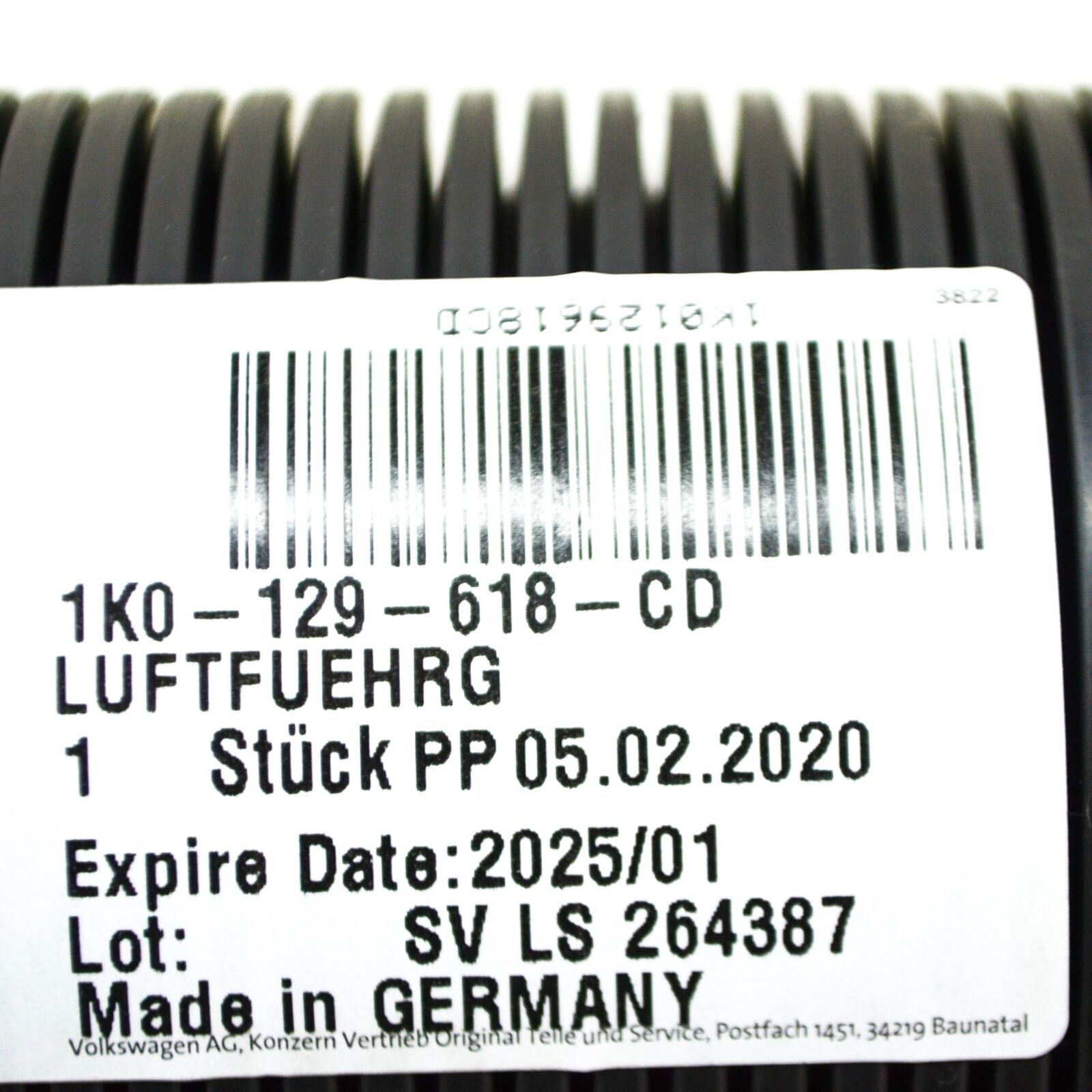 NEW VOLKSWAGEN JETTA MK6 AIR INTAKE HOSE 1K0129618CD 2016 ORIGINAL