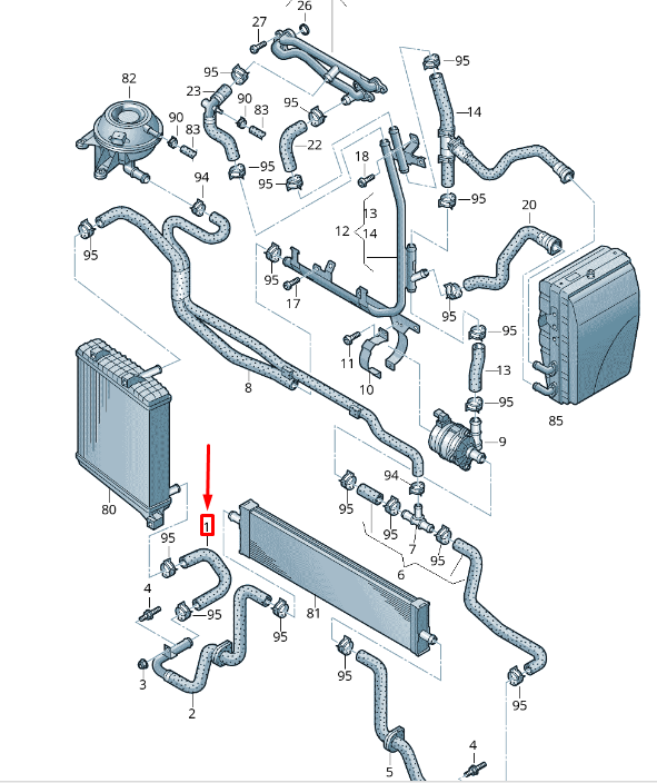 NEW VW TOUAREG 7P MK2 COOLANT RETURN HOSE 7P0121051A ORIGINAL