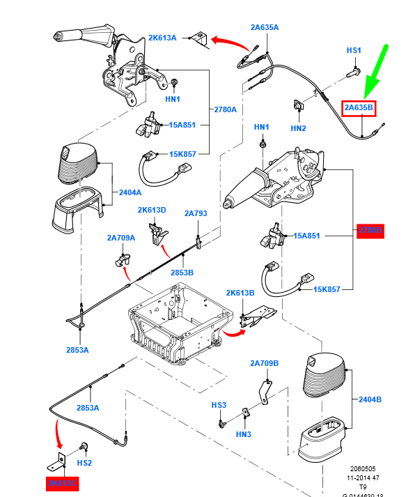 new ford transit mk3 left parking brake cable 1734692 6c11-2a809-ac original