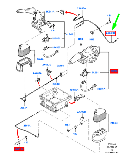 new ford transit mk3 left parking brake cable 1734692 6c11-2a809-ac original