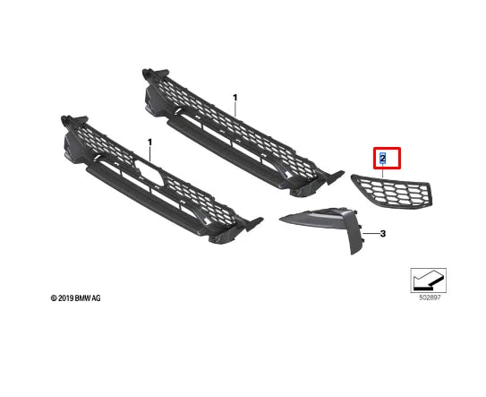NEW BMW X3 M F97 FRONT BUMPER RIGHT GRILLE 8065194 51118065194 ORIGINAL