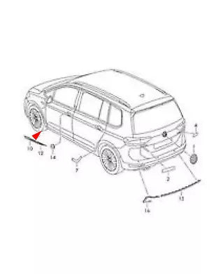 NEW VW TOURAN 5T1 R LINE CHROME RIGHT SIDE BADGE 5TA853426AFOD