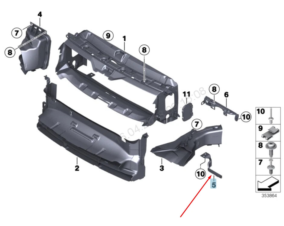 NEW BMW 3 F35 FRONT RADIATOR LOWER BRACKET RIGHT 51647266324 7266324 2015