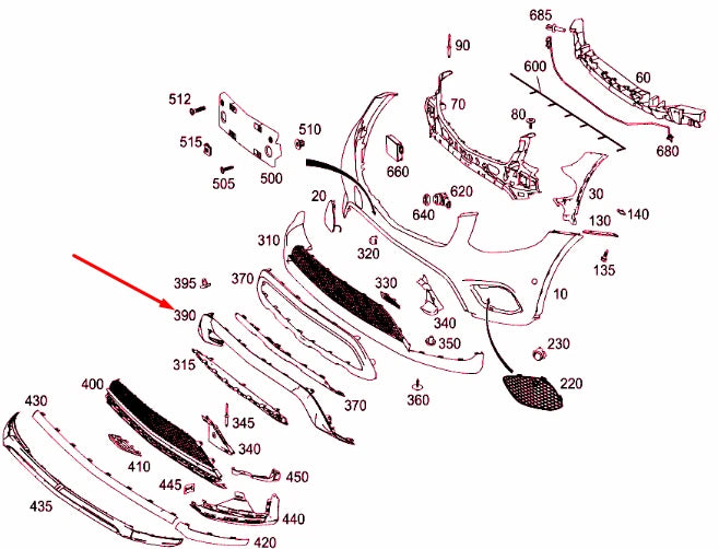NEW MERCEDES-BENZ GLC C253 FRONT BUMPER BASIC CARRIER TRIM A2538852425 ORIGINAL