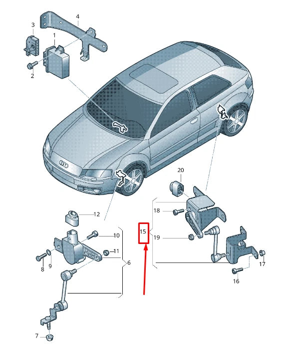 NEW AUDI TT 8J FRONT RIGHT HEADLIGHT LEVEL SENSOR WITH POLES 8J0941310A