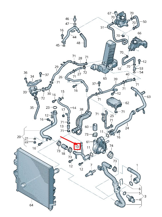 NEW AUDI Q7 4L ENGINE COOLANT PIPE 057121481T ORIGINAL