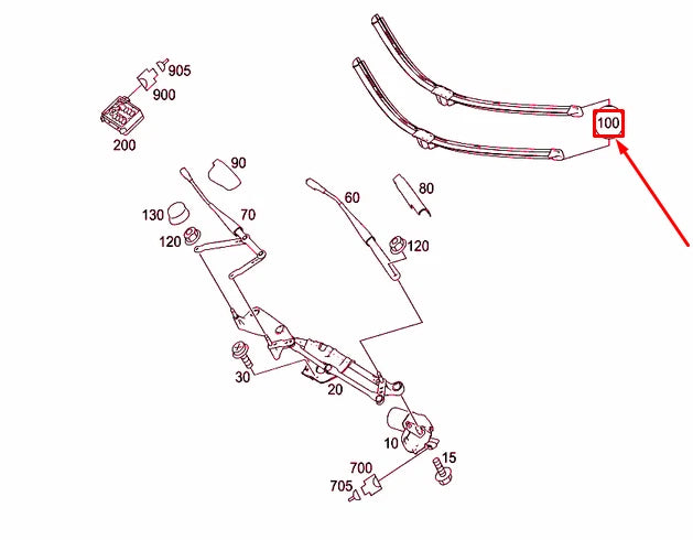 NEW MERCEDES-BENZ ML W164 WINDSHIELD WIPER BLADE LHD A2518200100 ORIGINAL
