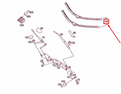 NEW MERCEDES-BENZ ML W164 WINDSHIELD WIPER BLADE LHD A2518200100 ORIGINAL