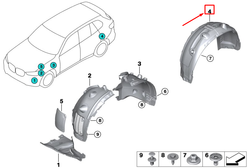 new bmw x7 g07 rear left arch liner 51767424915 original