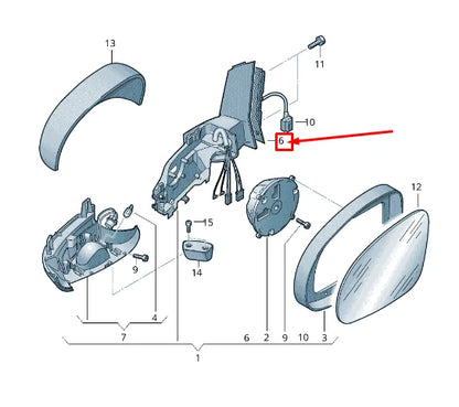 NEW VW SHARAN 7N LEFT MIRROR DAMPING 7N0857933B